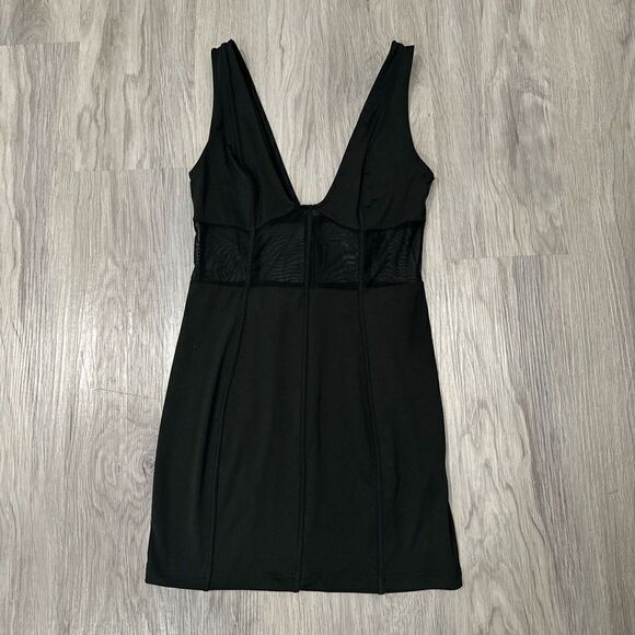 NWT She Show Black Mesh Panel Bodycon Dress - Picture 2 of 5
